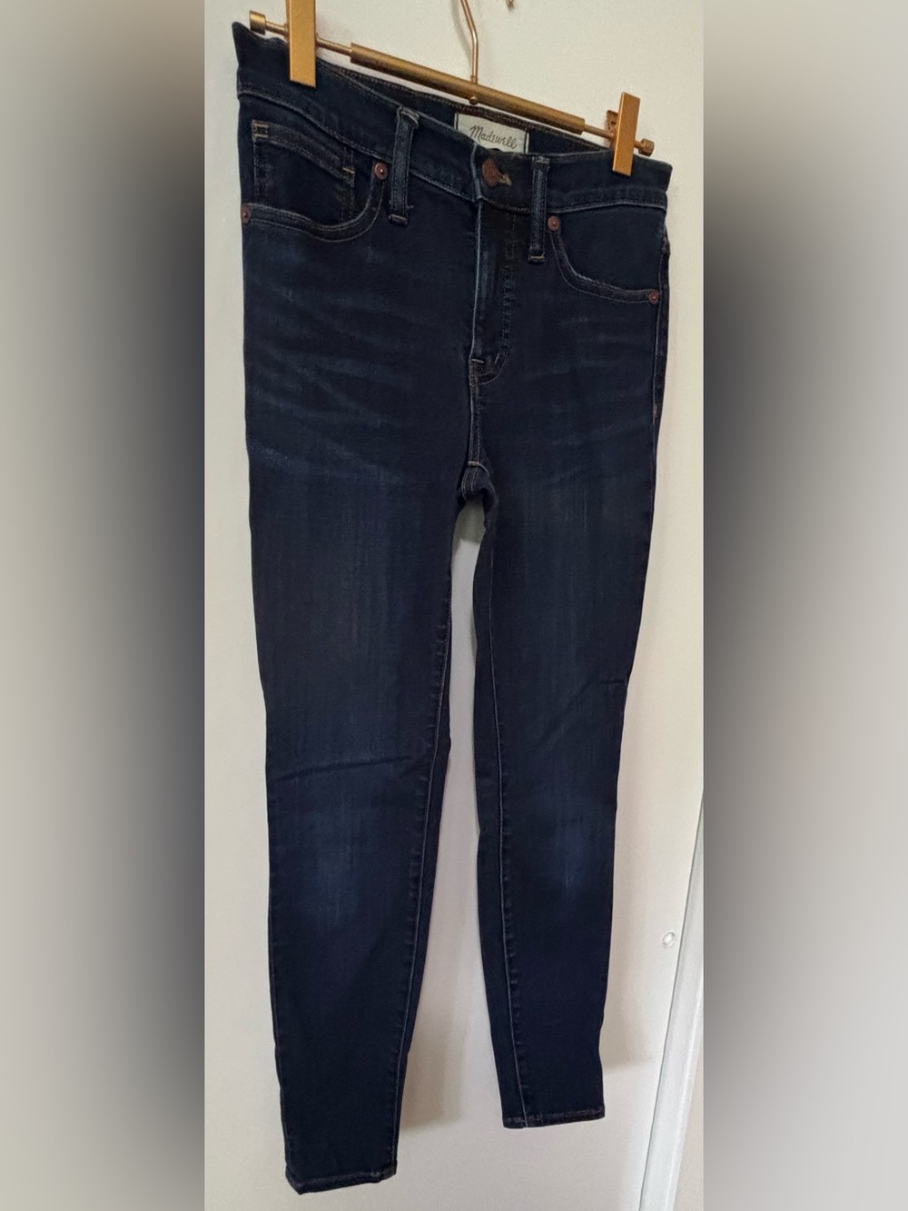 Madewell| 9” High Rise Classic Dark Indigo Blue Denim Skinny Jeans Sz 25 - Picture 4 of 9